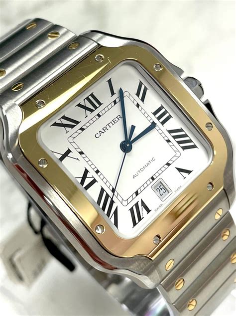 cartier santos large two tone.